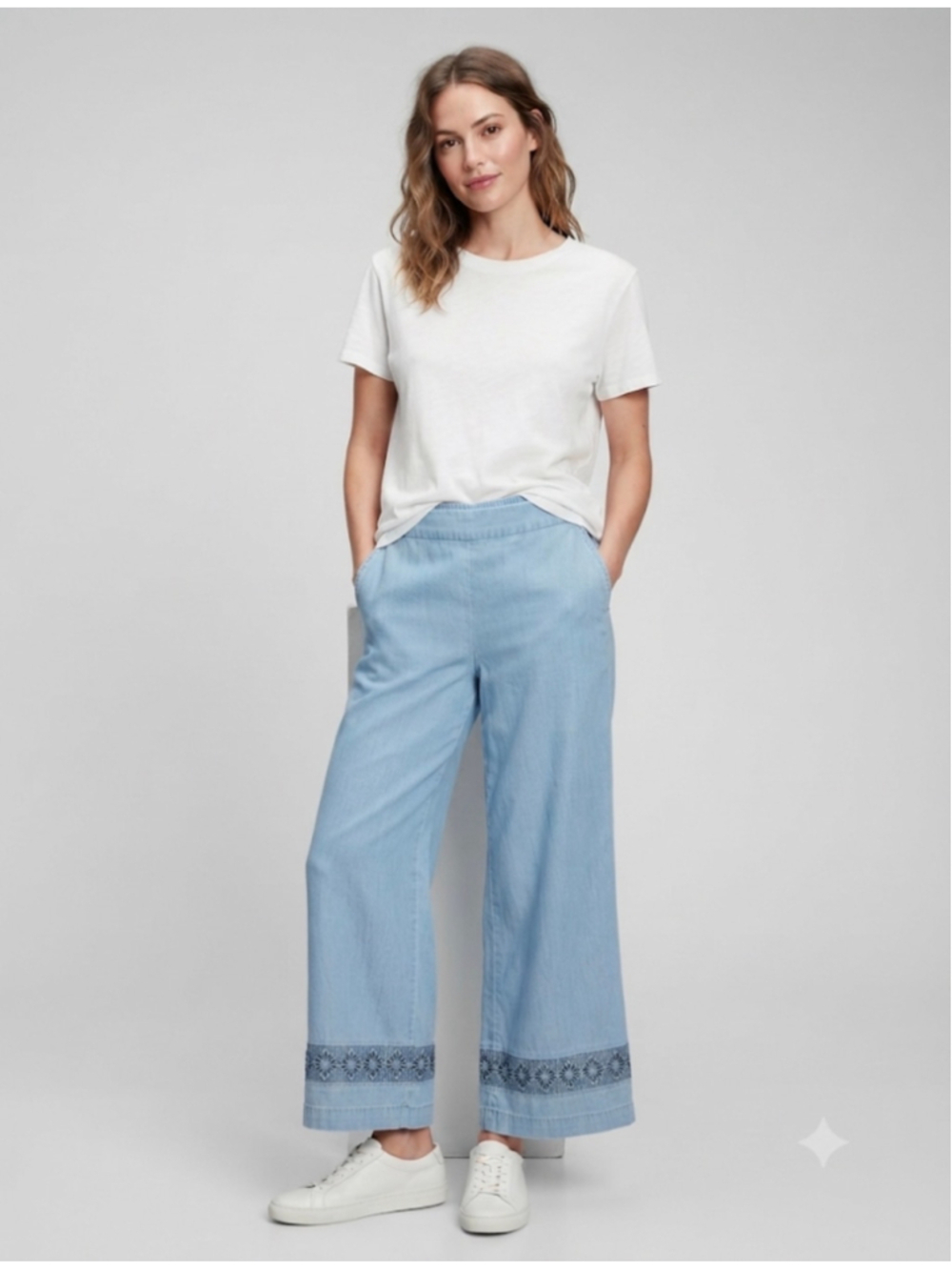 Isaac Mizrahi Live! Bridgehampton Wide-Leg Pants Blue Size M